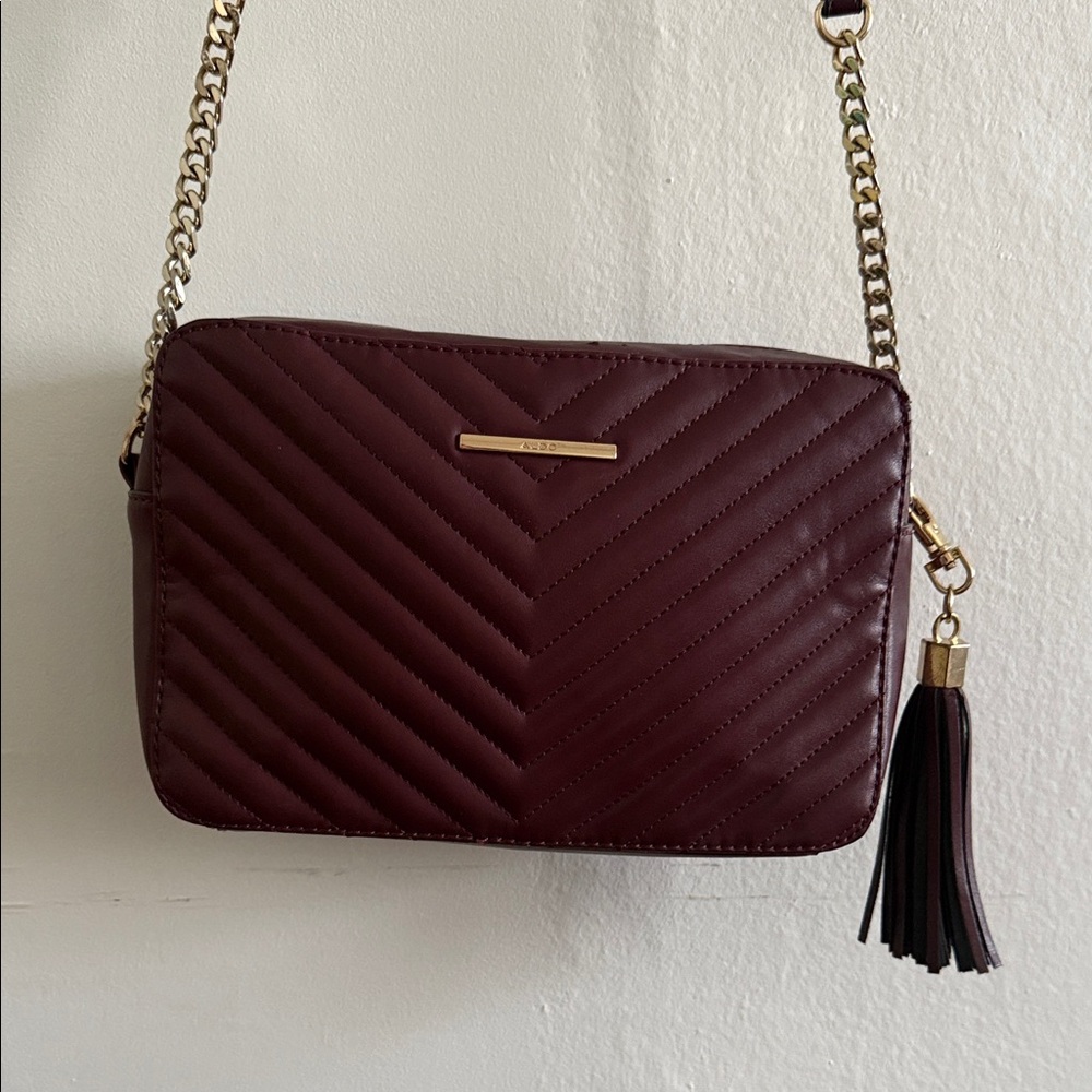 ALDO Burgundy Quilted Crossbody Bag